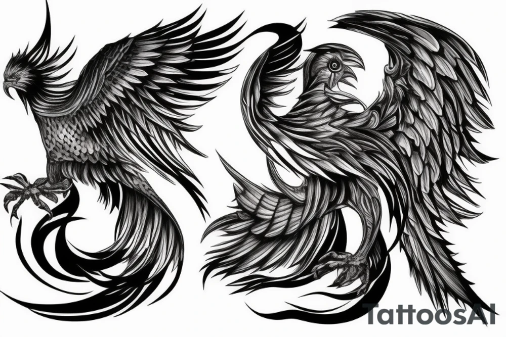 A mechanical phoenix tattoo idea