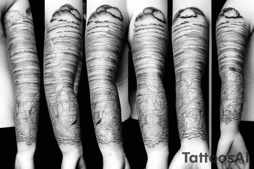 Family with clouds tattoo idea