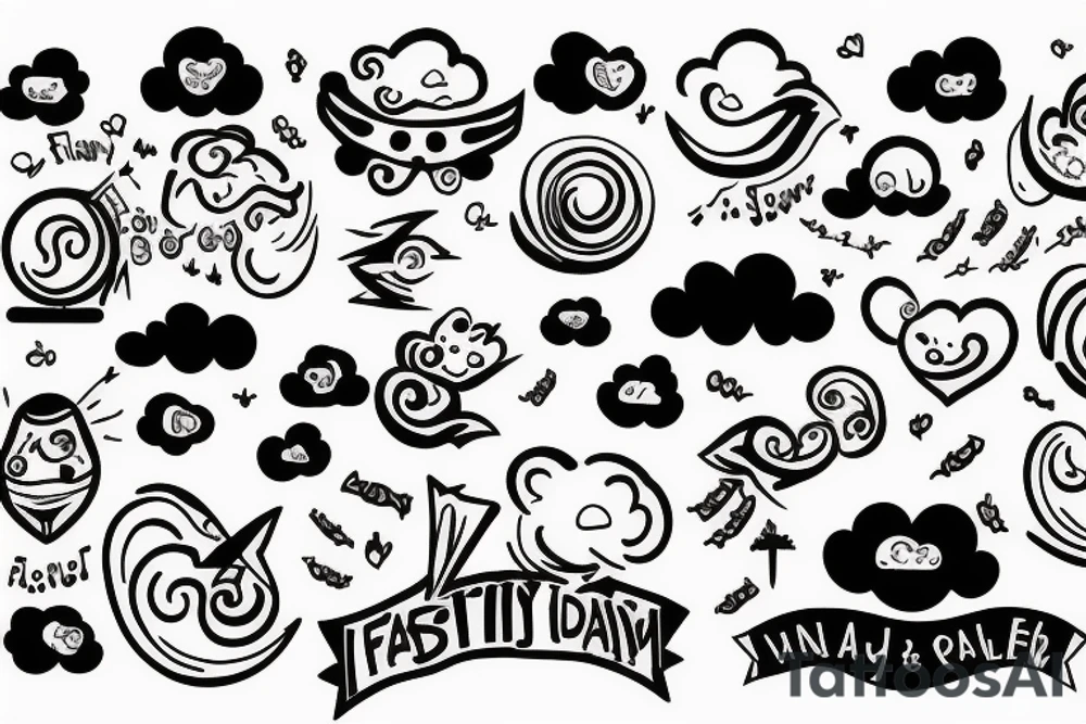 Family with clouds tattoo idea
