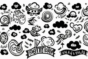 Family with clouds tattoo idea