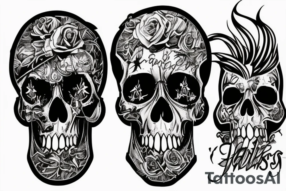 Punk skulls sleeve tattoo idea