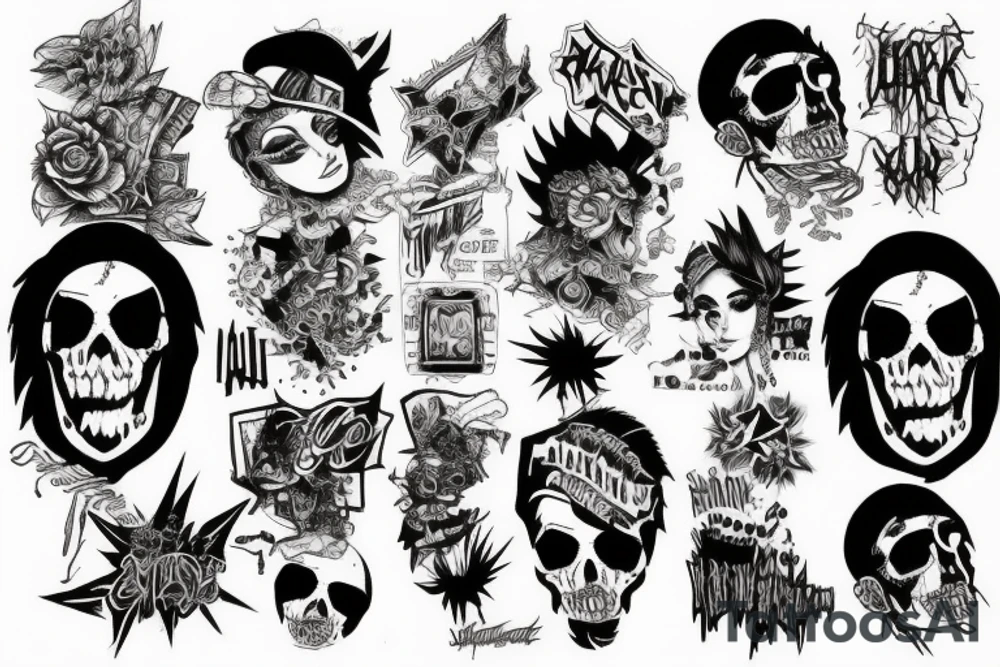 Punk music sleeve tattoo idea