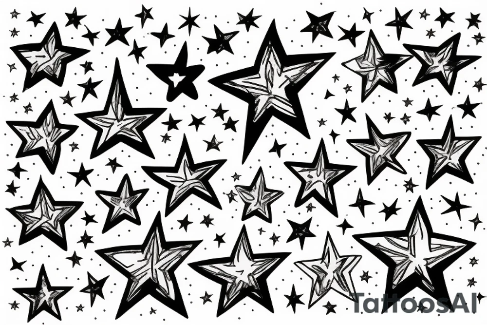 stars with barbwire sleeve tattoo idea