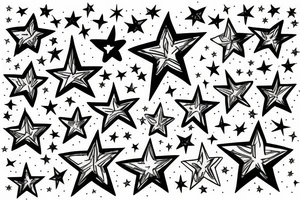 stars with barbwire sleeve tattoo idea