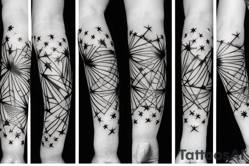 stars with barbwire sleeve tattoo idea