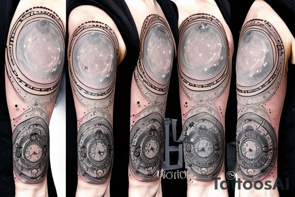 Pocket watch, raven, water color splashes, planets, stars, compass, semicolon tattoo idea