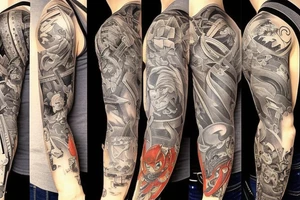 Gaming sleeve lots of different aspects from different games tattoo idea