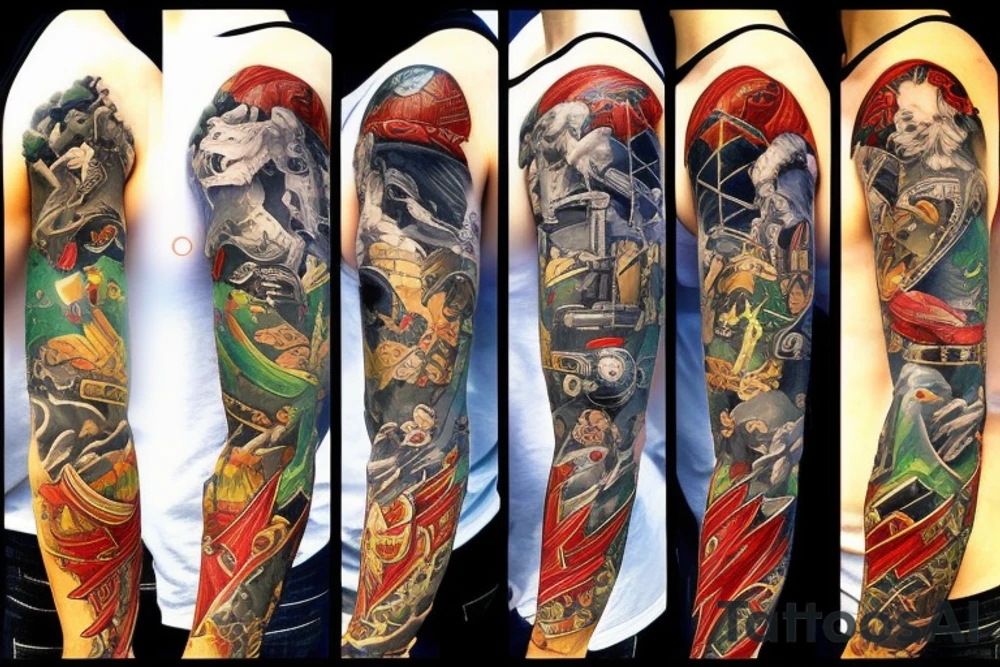 Video game sleeve lots of different aspects from different video games tattoo idea