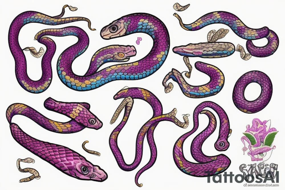 Cute lilac corn snake tattoo idea