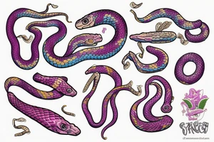 Cute lilac corn snake tattoo idea
