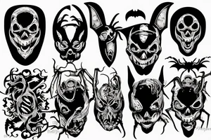 Spooky Halloween with rat, bat, and spiders tattoo idea