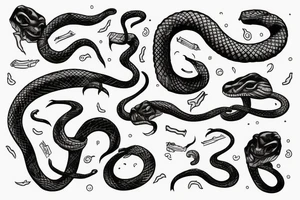a strange relative laughs at a snake wrapped around a sword tattoo idea