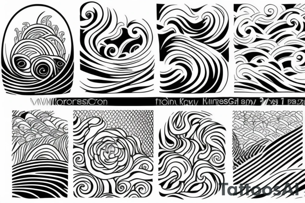 Sunset, waves, forest tattoo idea