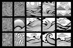 Sunset, waves, forest tattoo idea