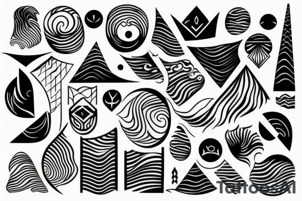 Sunset, waves, forest tattoo idea