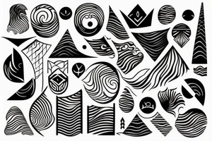 Sunset, waves, forest tattoo idea