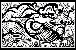 Sunset, waves, forest tattoo idea