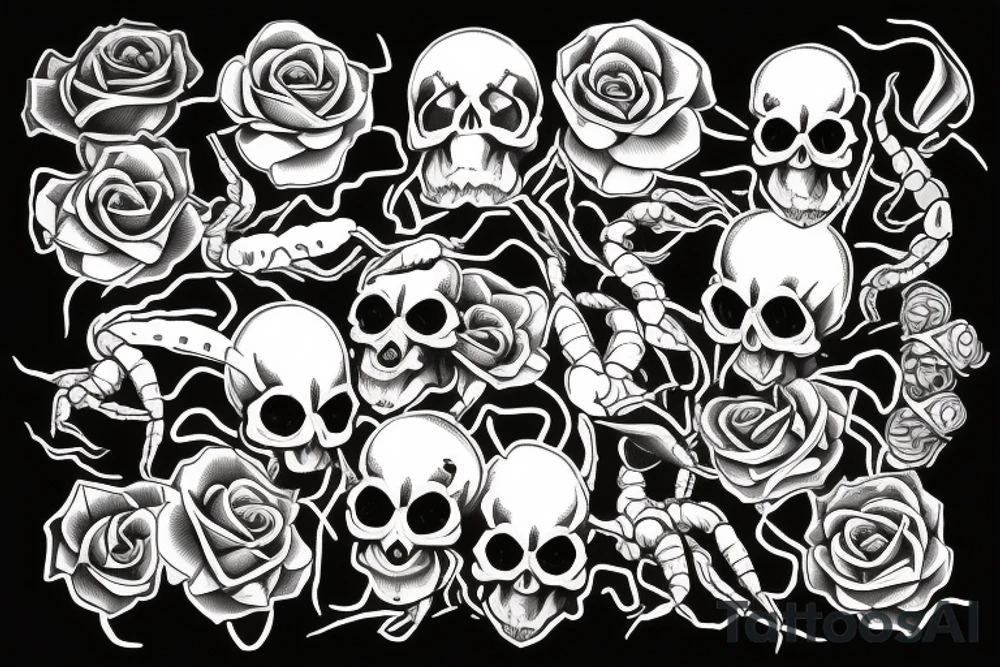 Rose and scorpion skull tattoo idea