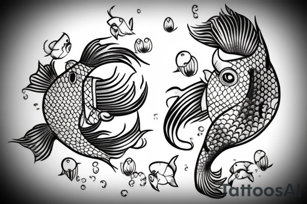 Monkey riding a koi fish tattoo idea