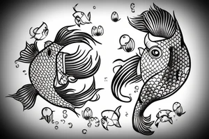 Monkey riding a koi fish tattoo idea