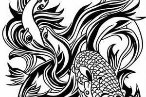 Monkey riding a koi fish tattoo idea