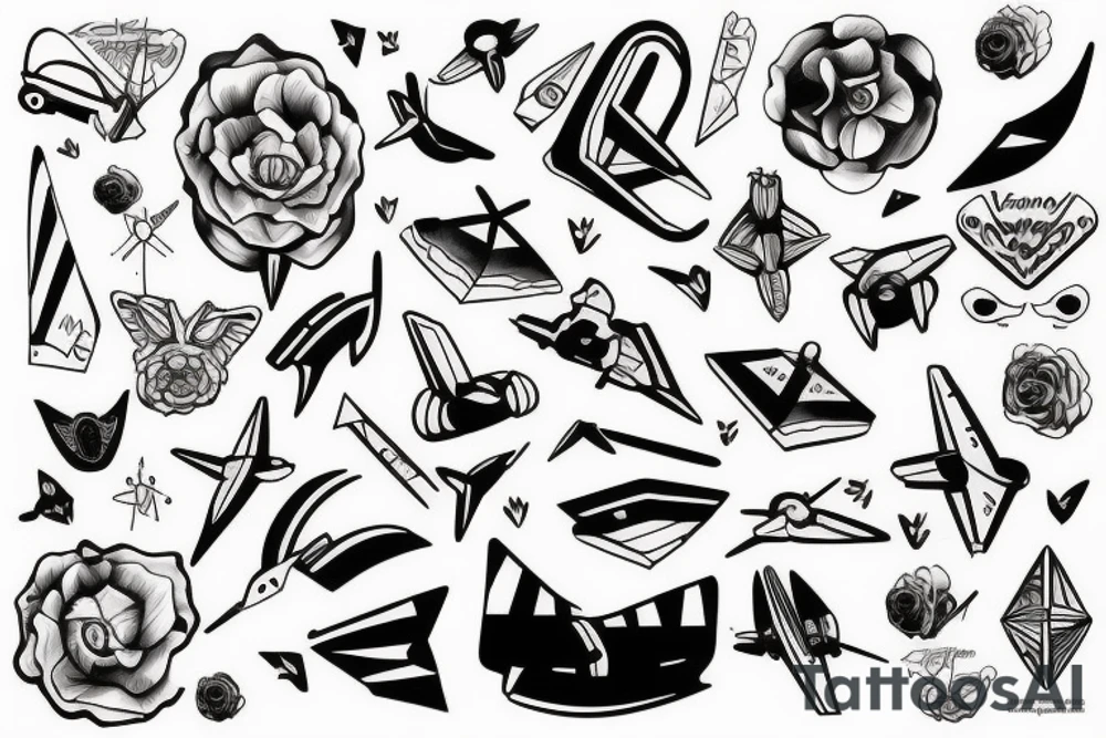 plane, contour tattoo idea