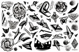 plane, contour tattoo idea