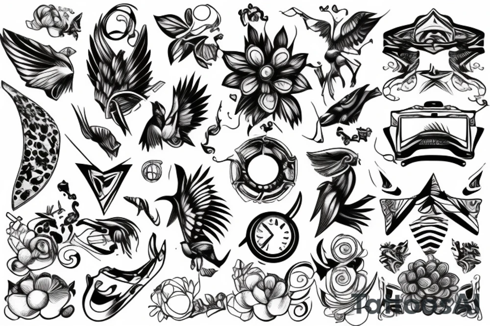 plane, contour tattoo idea