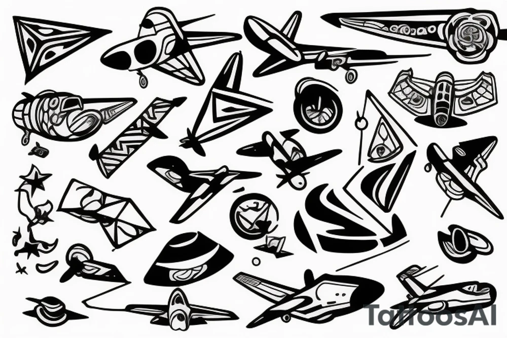 plane, contour tattoo idea