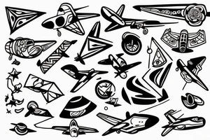 plane, contour tattoo idea