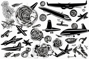 plane, contour tattoo idea