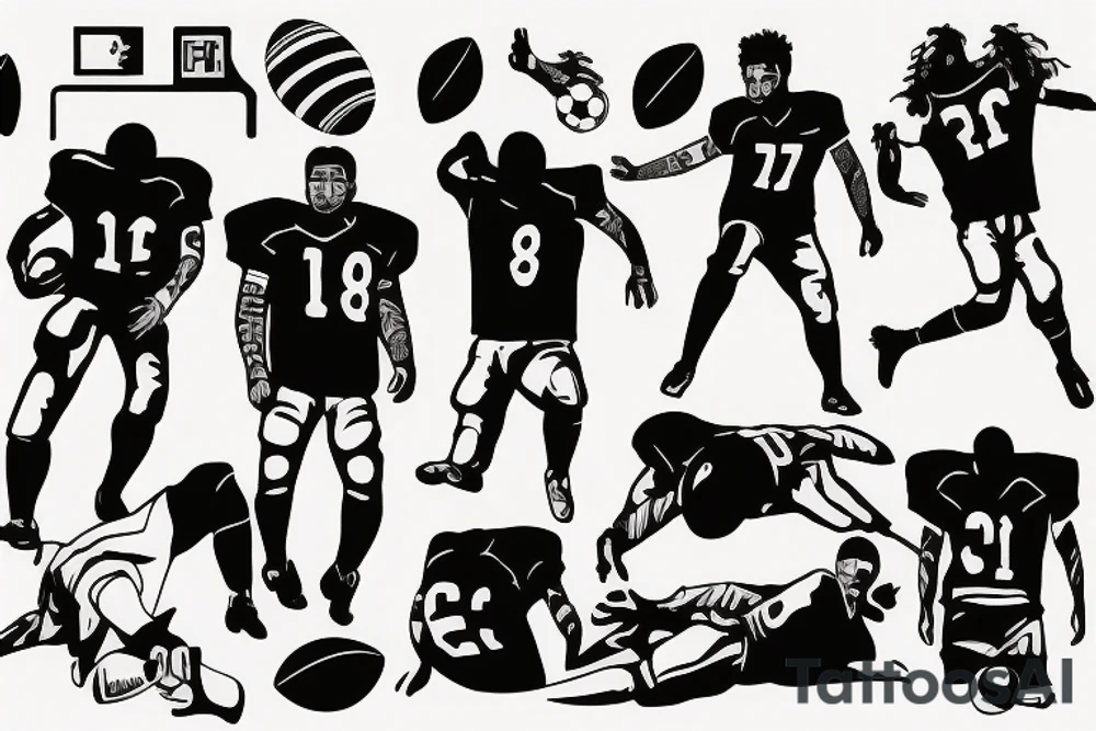 Football Player in one line tattoo idea