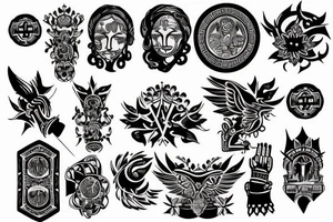 Arm tattoo wich represents justice and freedom with a greek mitical style tattoo idea