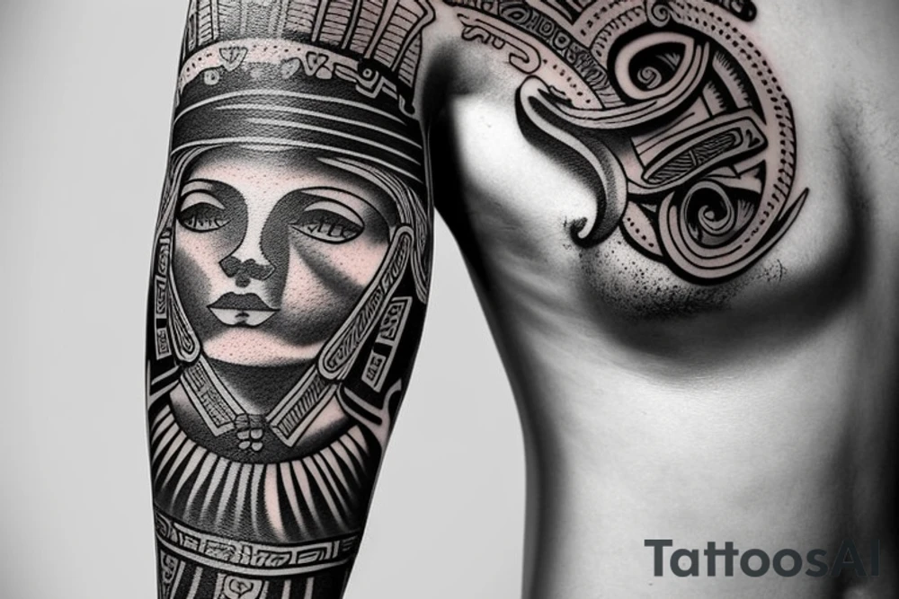 Arm tattoo wich represents justice and freedom with a greek mitical style tattoo idea Arm tattoo wich represents justice and freedom with a greek mitical style tattoo idea