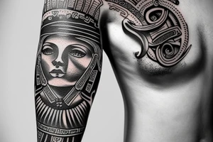 Arm tattoo wich represents justice and freedom with a greek mitical style tattoo idea