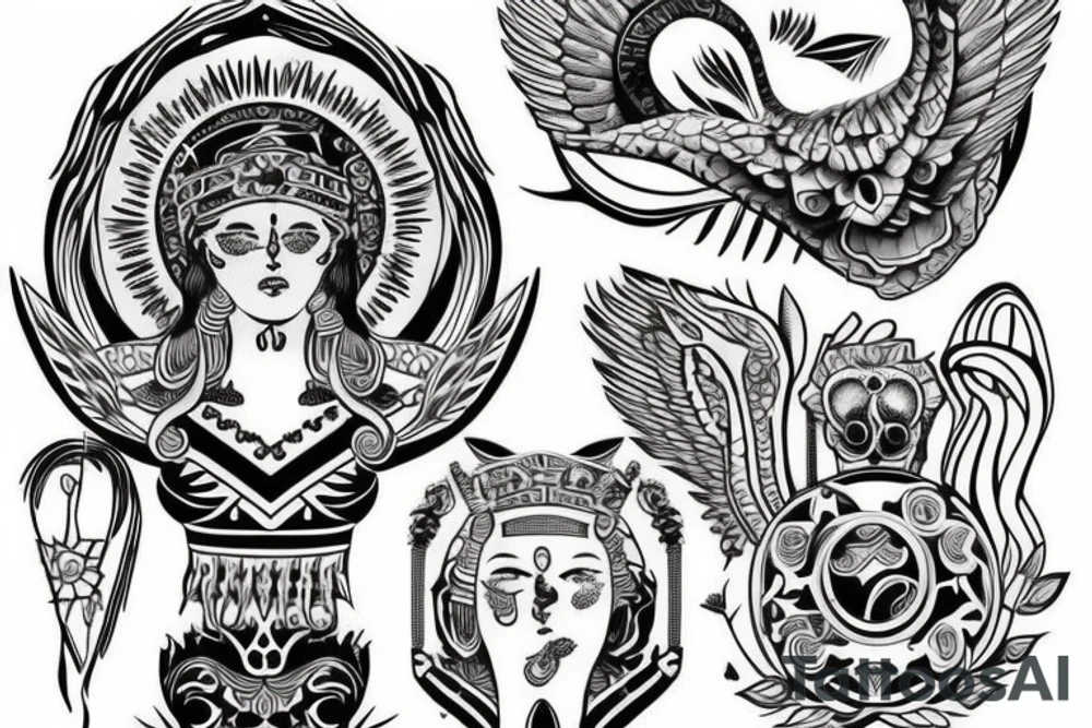 Arm tattoo wich represents justice and freedom with a greek mitical style tattoo idea Arm tattoo wich represents justice and freedom with a greek mitical style tattoo idea