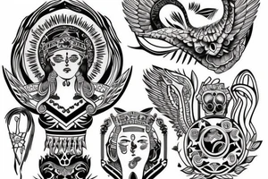 Arm tattoo wich represents justice and freedom with a greek mitical style tattoo idea