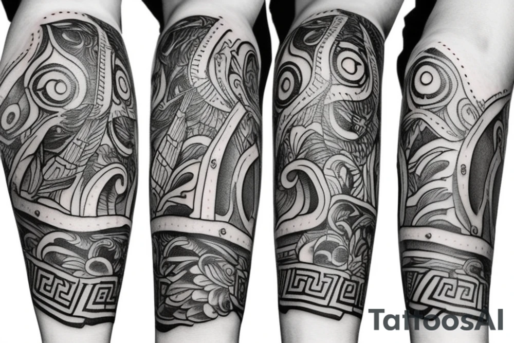 Arm tattoo wich represents justice and freedom with a greek mitical style tattoo idea Arm tattoo wich represents justice and freedom with a greek mitical style tattoo idea