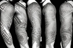 Arm tattoo wich represents justice and freedom with a greek mitical style tattoo idea