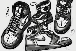 michael jordan with wings and jordan 1 shoes tattoo idea