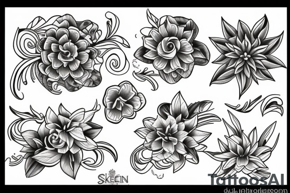 Spine tattoo flowers and ocean tattoo idea