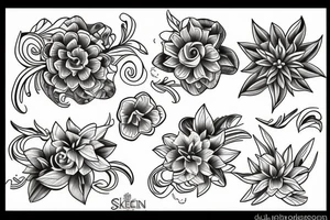 Spine tattoo flowers and ocean tattoo idea