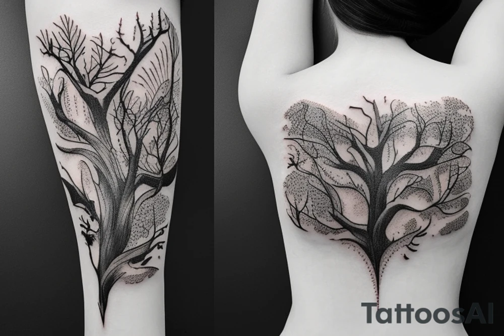 Spine with nature tattoo idea