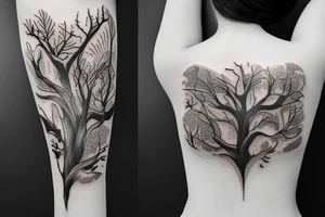Spine with nature tattoo idea