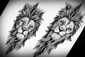 Lion that is half geometric half realistic tattoo idea