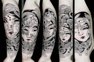 korean traditional masks tattoo idea