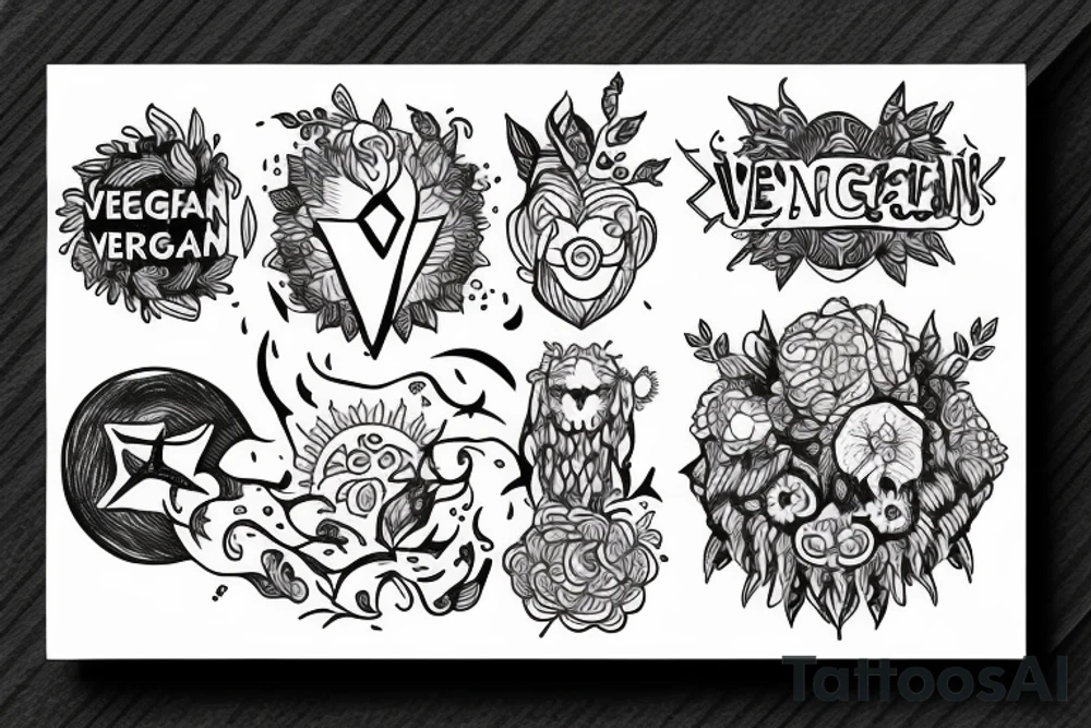 Vegan symbols tattoo idea