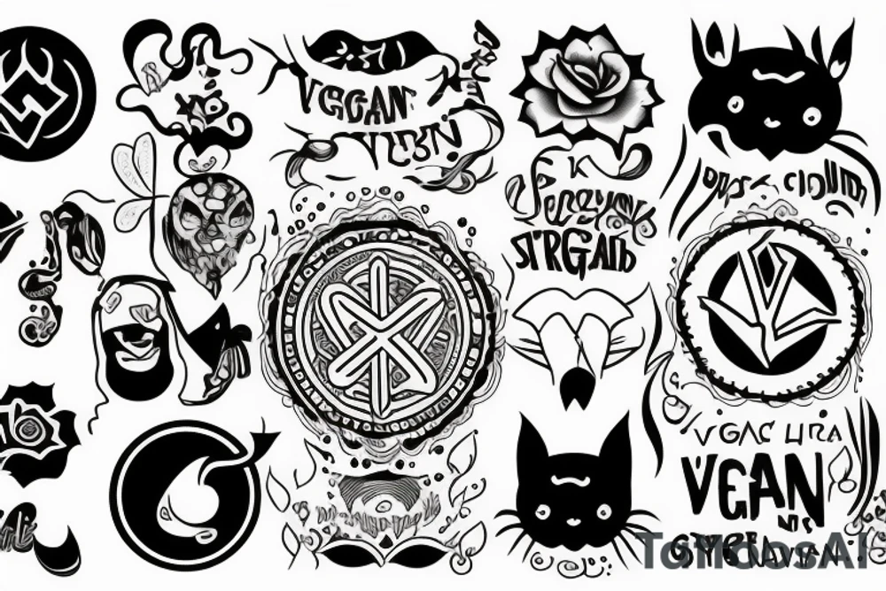 Vegan symbols tattoo idea