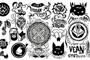Vegan symbols tattoo idea