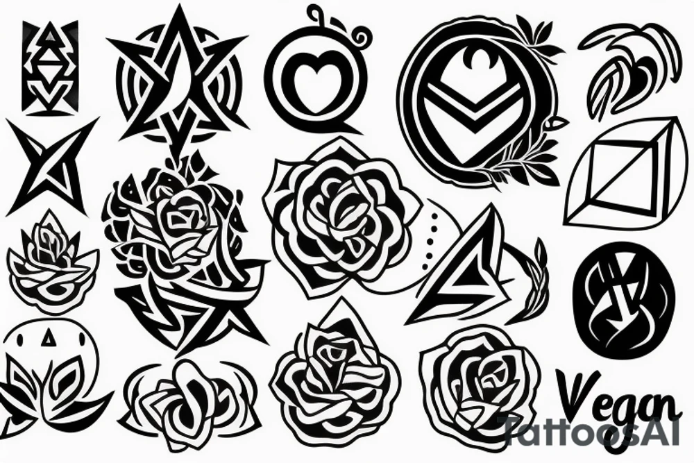 Vegan symbols tattoo idea